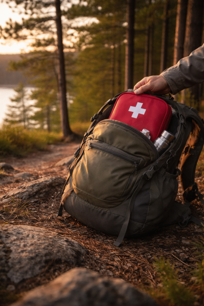 Small outdoor first aid kit packed for a family day outside